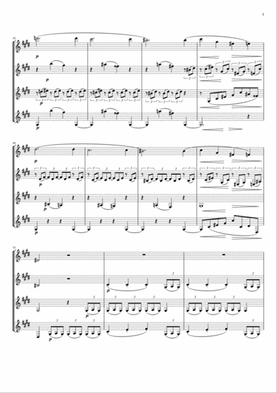Brahms : Rhapsody Op.79, No.2 (for Clarinet Quartet) Clarinet Quartet scores gallery preview page 5