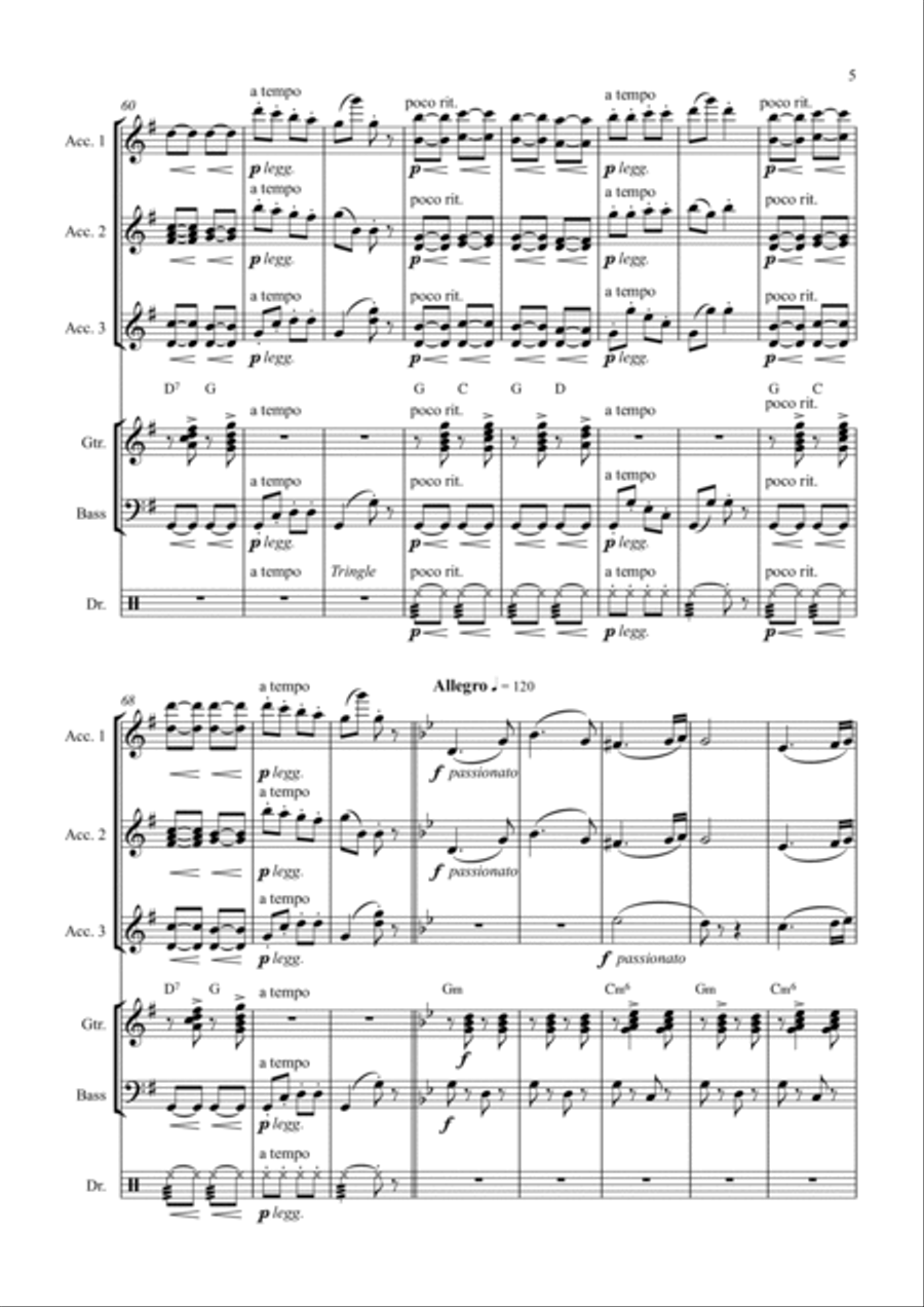 Brahms: Hungarian Dance No. 5 (Accordian Orchestra) Bass Voice scores gallery preview page 5