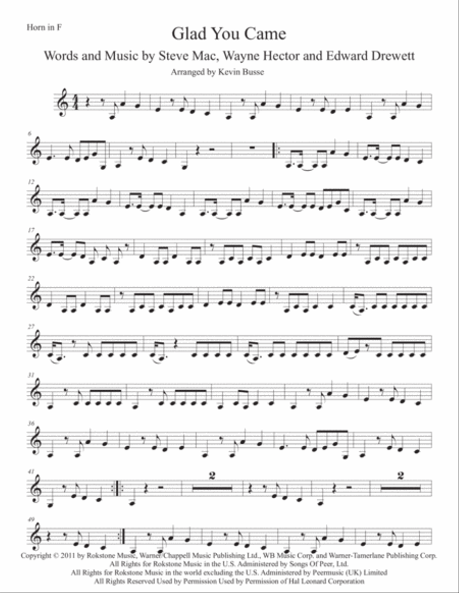 Glad You Came Horn Solo scores gallery preview page 1