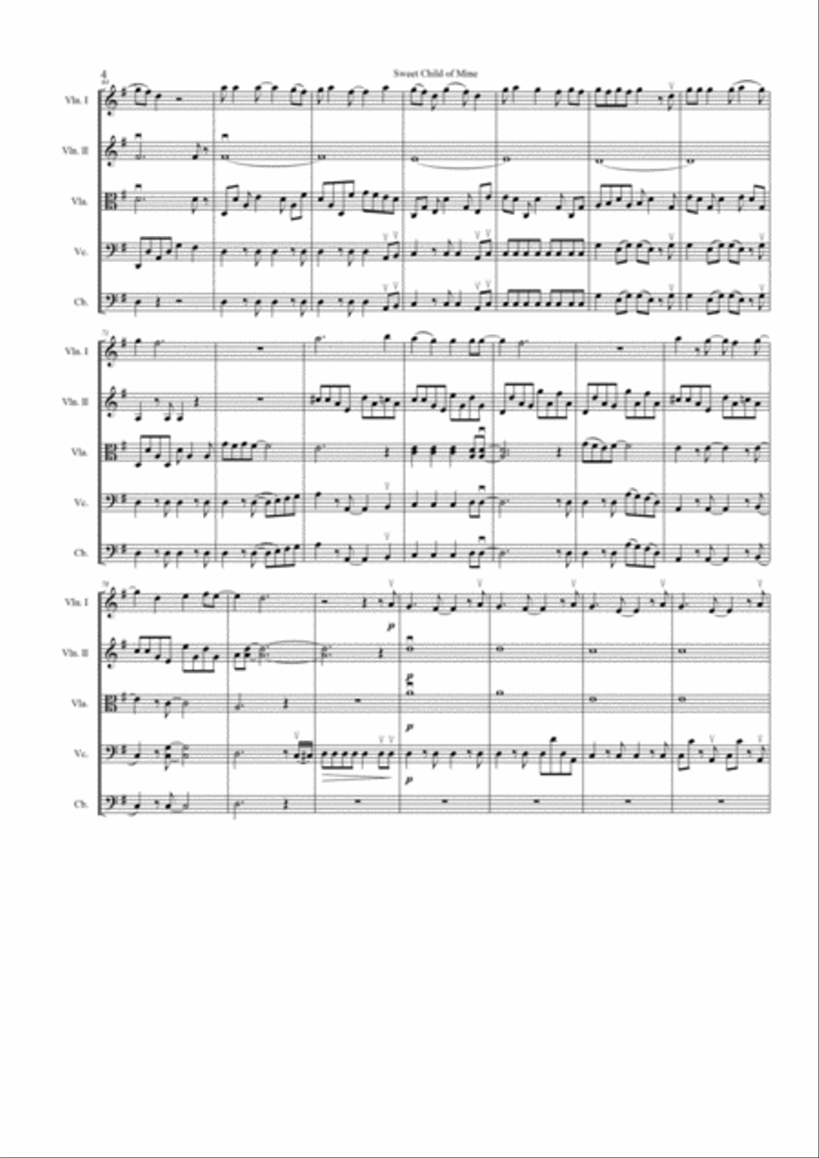 Sweet Child O' Mine Sweet Child O' Mine String Orchestra scores gallery preview page 4