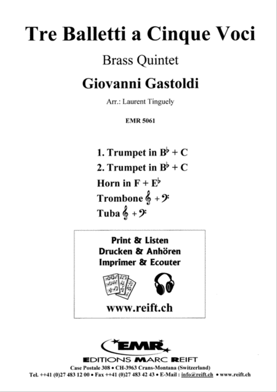 Tre Balletti a Cinque Voci Brass Quintet scores gallery preview page 2