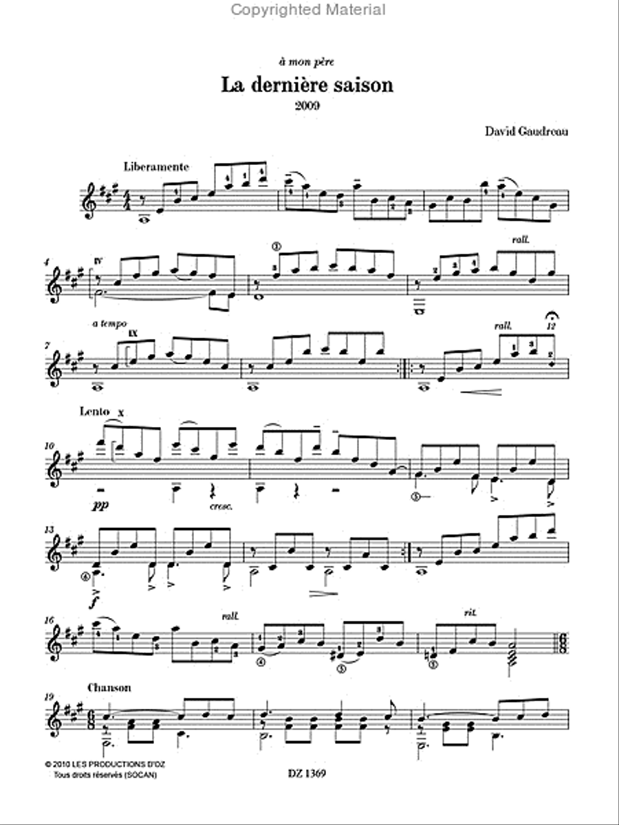 La dernière saison Classical Guitar scores gallery preview page 2