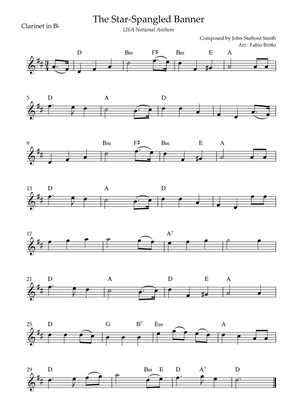 The Star Spangled Banner (USA National Anthem) for Clarinet in Bb Solo with Chords (C Major)