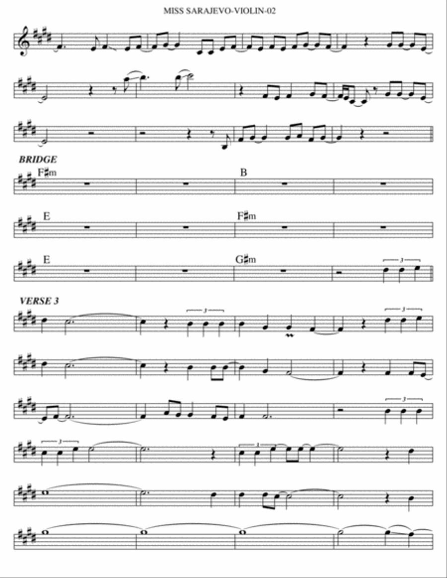 Miss Sarajevo Violin Solo scores gallery preview page 2
