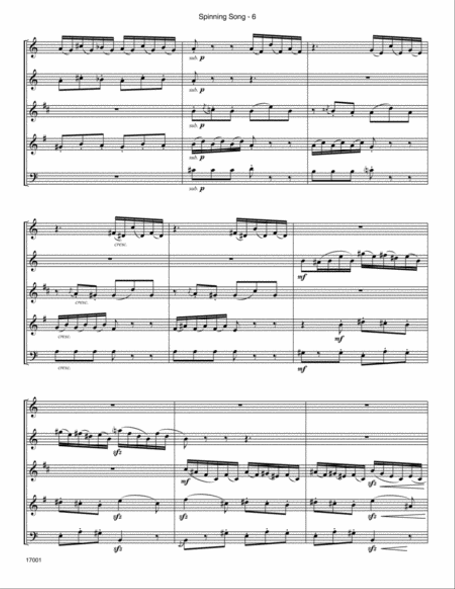 Spinning Song (from Song Without Words, Op. 67, No. 4) Woodwind Quintet scores gallery preview page 7