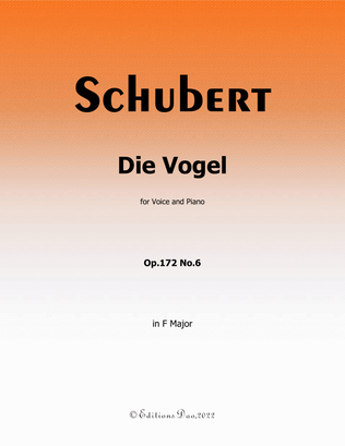 Book cover for Die Vogel, by Schubert, in F Major