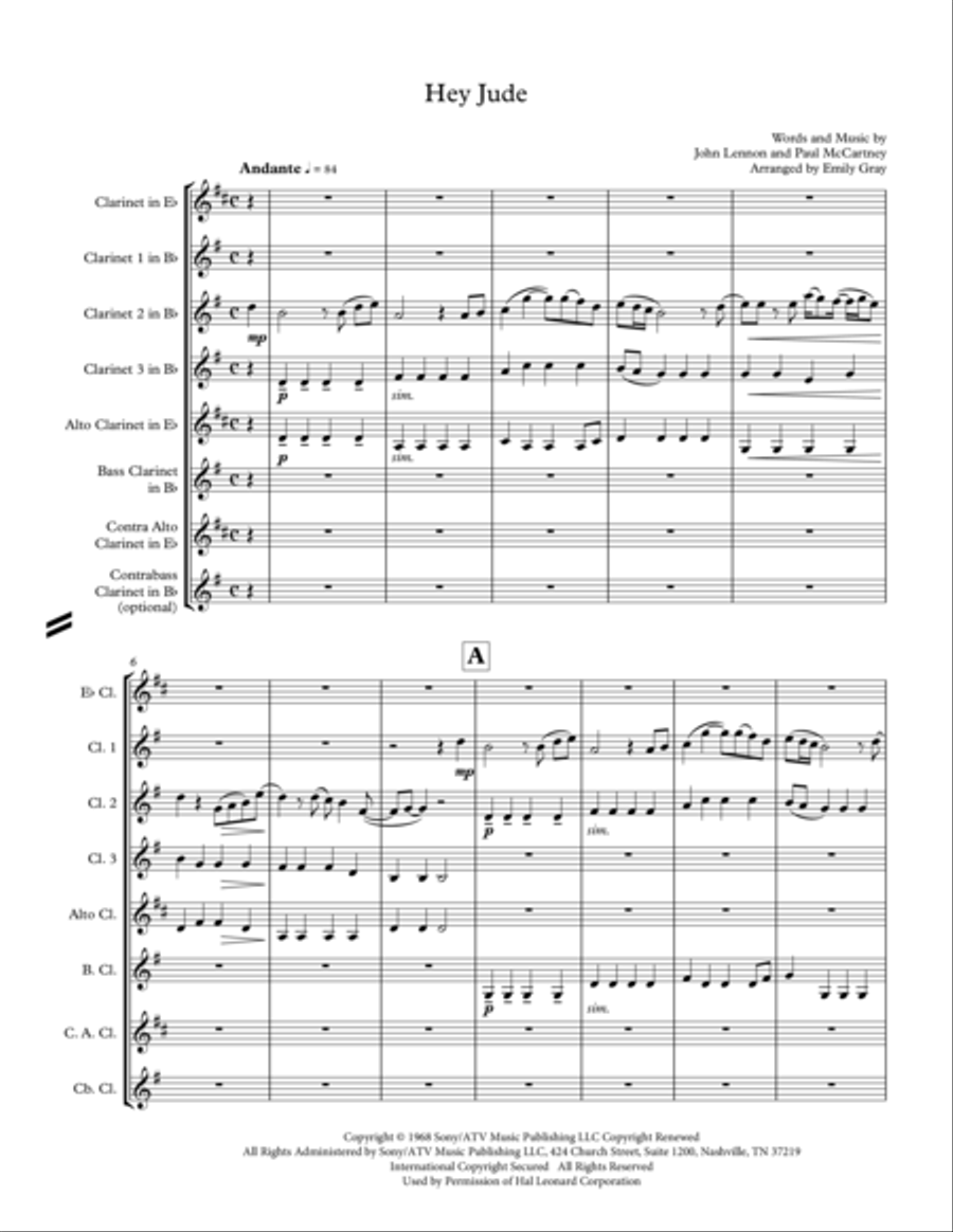 Hey Jude Woodwind Ensemble scores gallery preview page 3