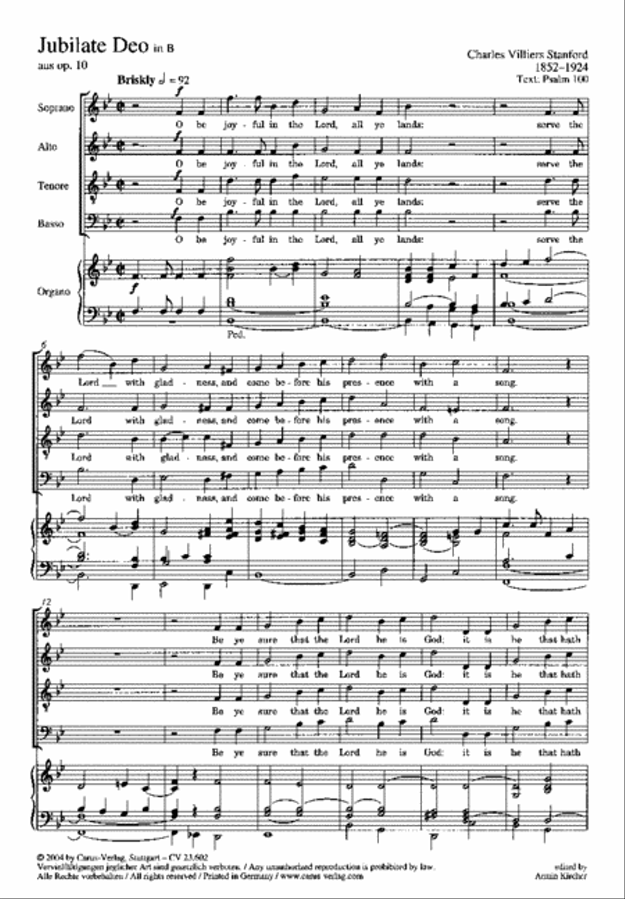 Jubilate Deo in B 4-Part scores gallery preview page 1