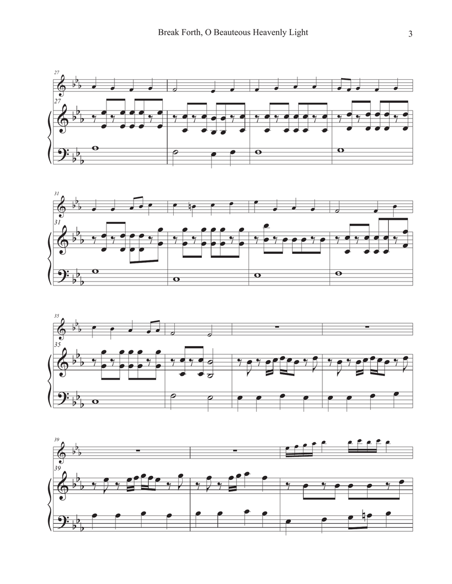 Break Forth O Beauteous Heavenly Light (Hymn Tune: ERMUNTRE DICH) Flute Solo scores gallery preview page 3