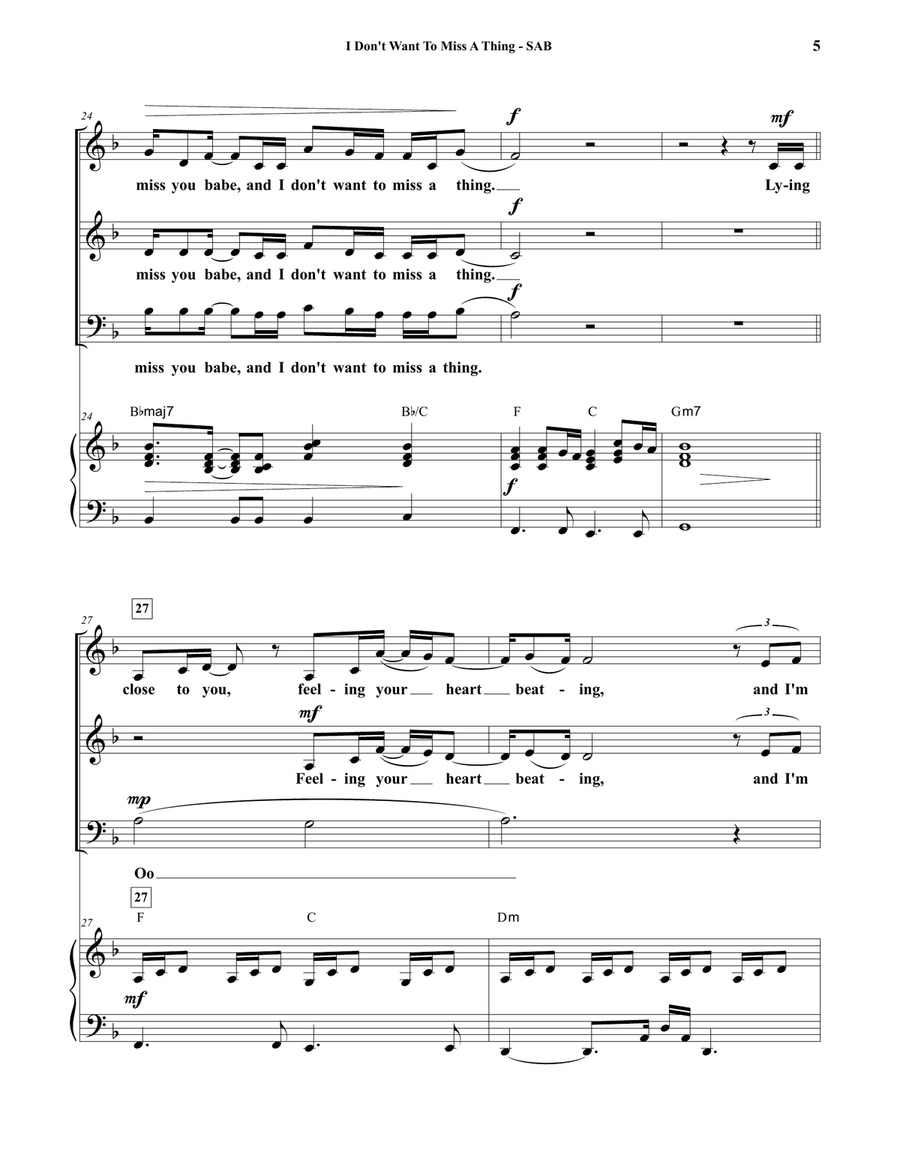 I Don't Want To Miss A Thing 3-Part scores gallery preview page 5