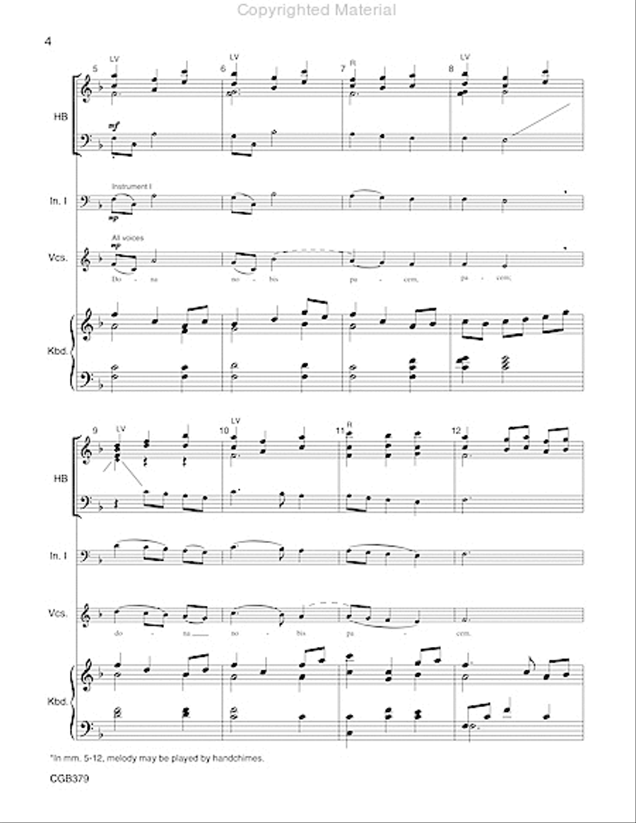 Dona Nobis Pacem with reproducible Instrumental Parts Full Score Handbell Choir scores gallery preview page 3