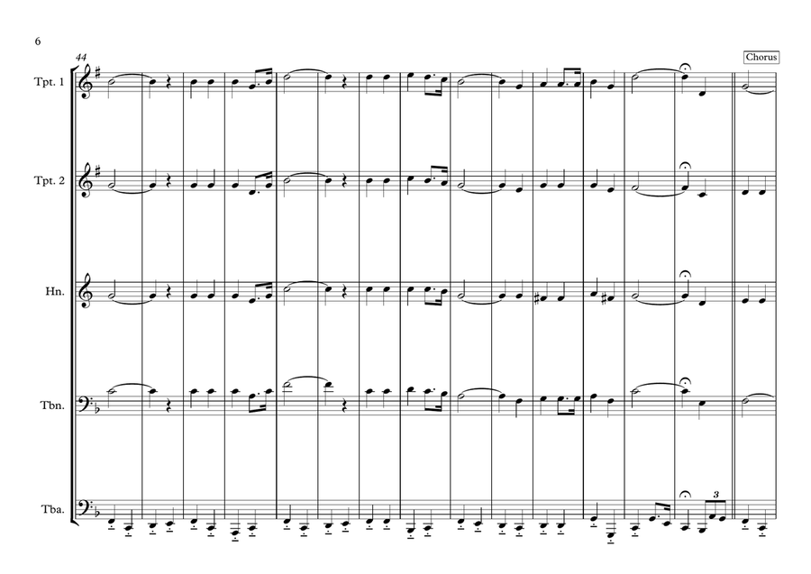 Gabonaise National Anthem (La Concord) for Brass Quintet Brass Quintet scores gallery preview page 6