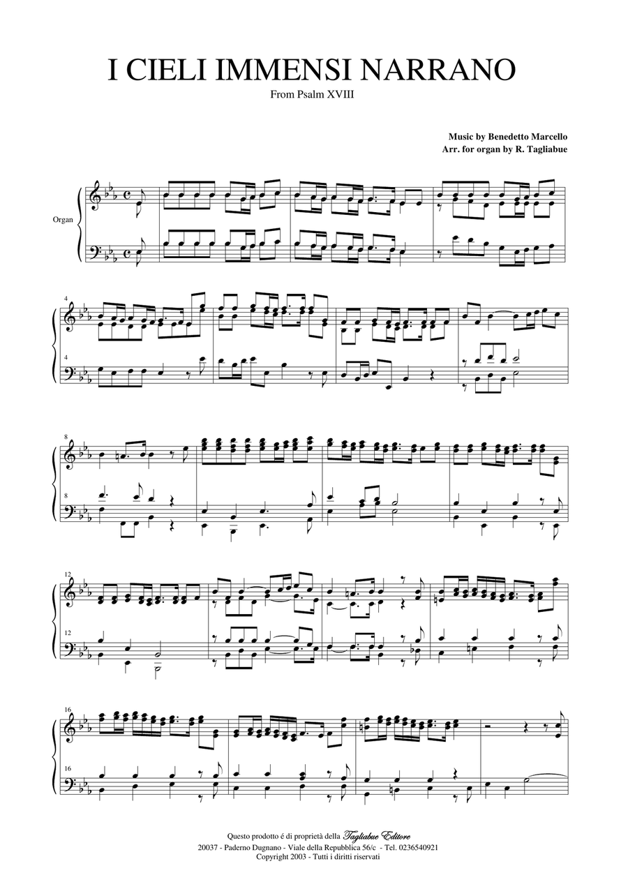 Psalm 18 (19) - I CIELI IMMENSI NARRANO by B. Marcello - Arr. for Piano/Organ Piano Solo scores gallery preview page 2
