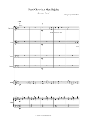 Good Christian Men Rejoice - SATB, Flute/violin/cello and piano with parts