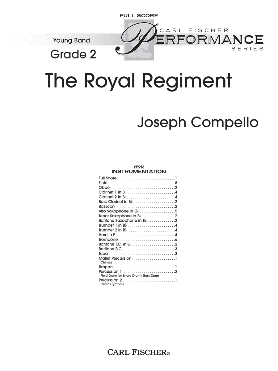 The Royal Regiment Concert Band scores gallery preview page 1