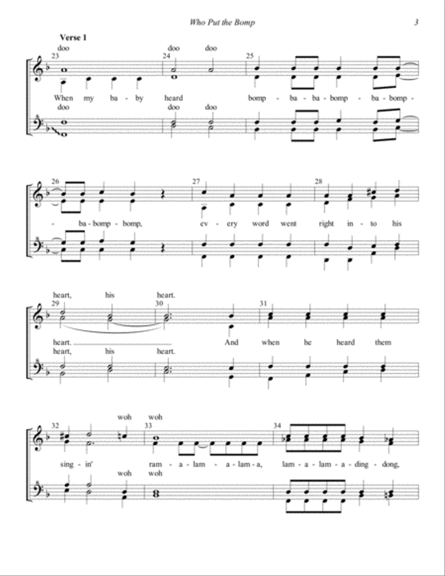 Who Put The Bomp (in The Bomp Ba Bomp Ba Bomp) SSAA scores gallery preview page 3
