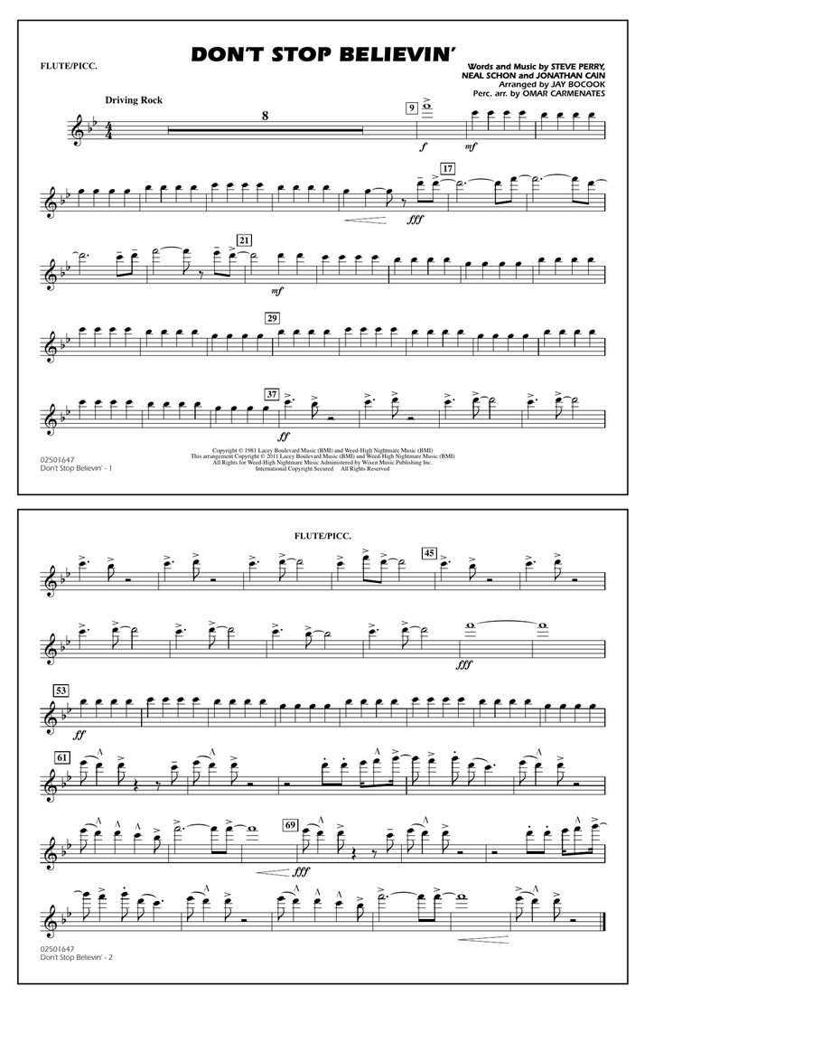 Don't Stop Believin' - Flute/Piccolo