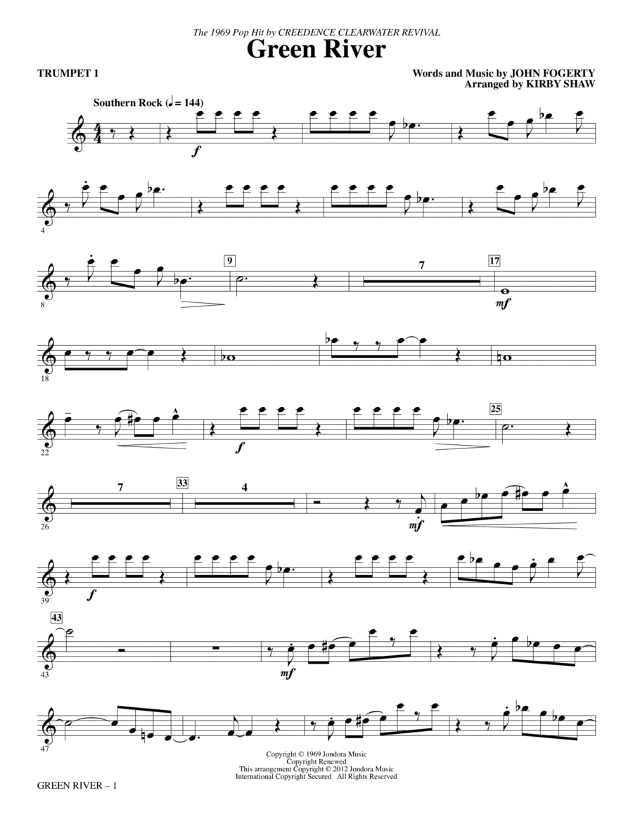 Green River - Trumpet 1 Choir scores gallery preview page 1