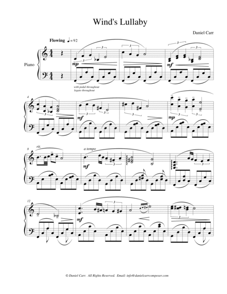 Wind's Lullaby for Solo Piano