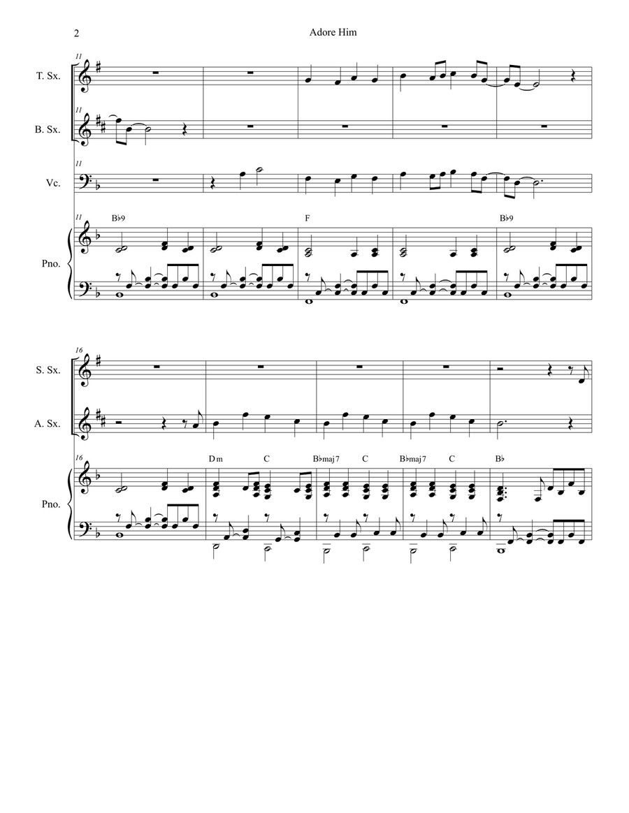 Adore Him Adore Him Saxophone Quartet scores gallery preview page 2