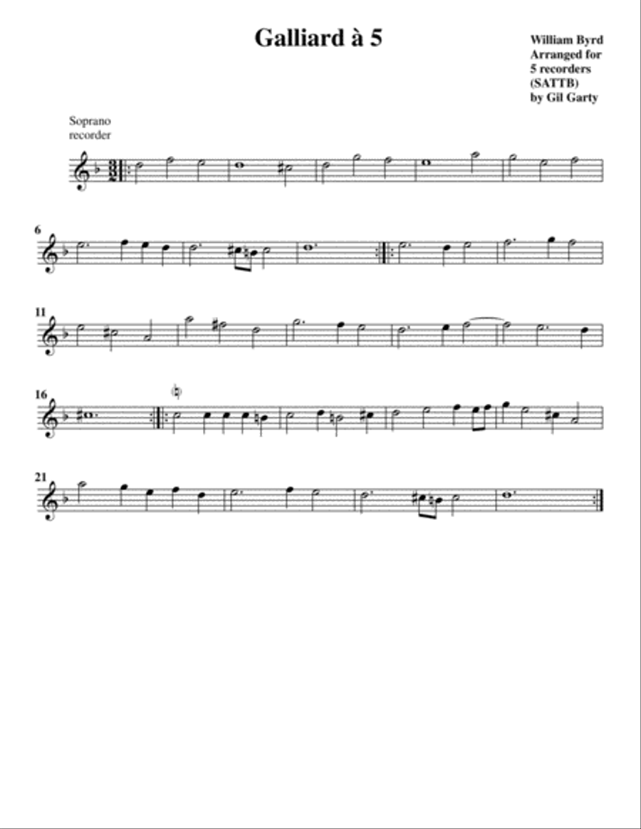 Pavan & Galliard a5 (arrangement for 5 recorders) Recorder scores gallery preview page 6