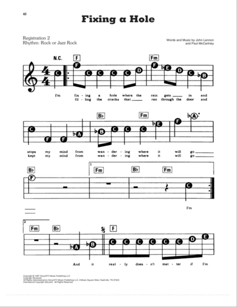 Fixing A Hole Electronic Keyboard scores gallery preview page 1