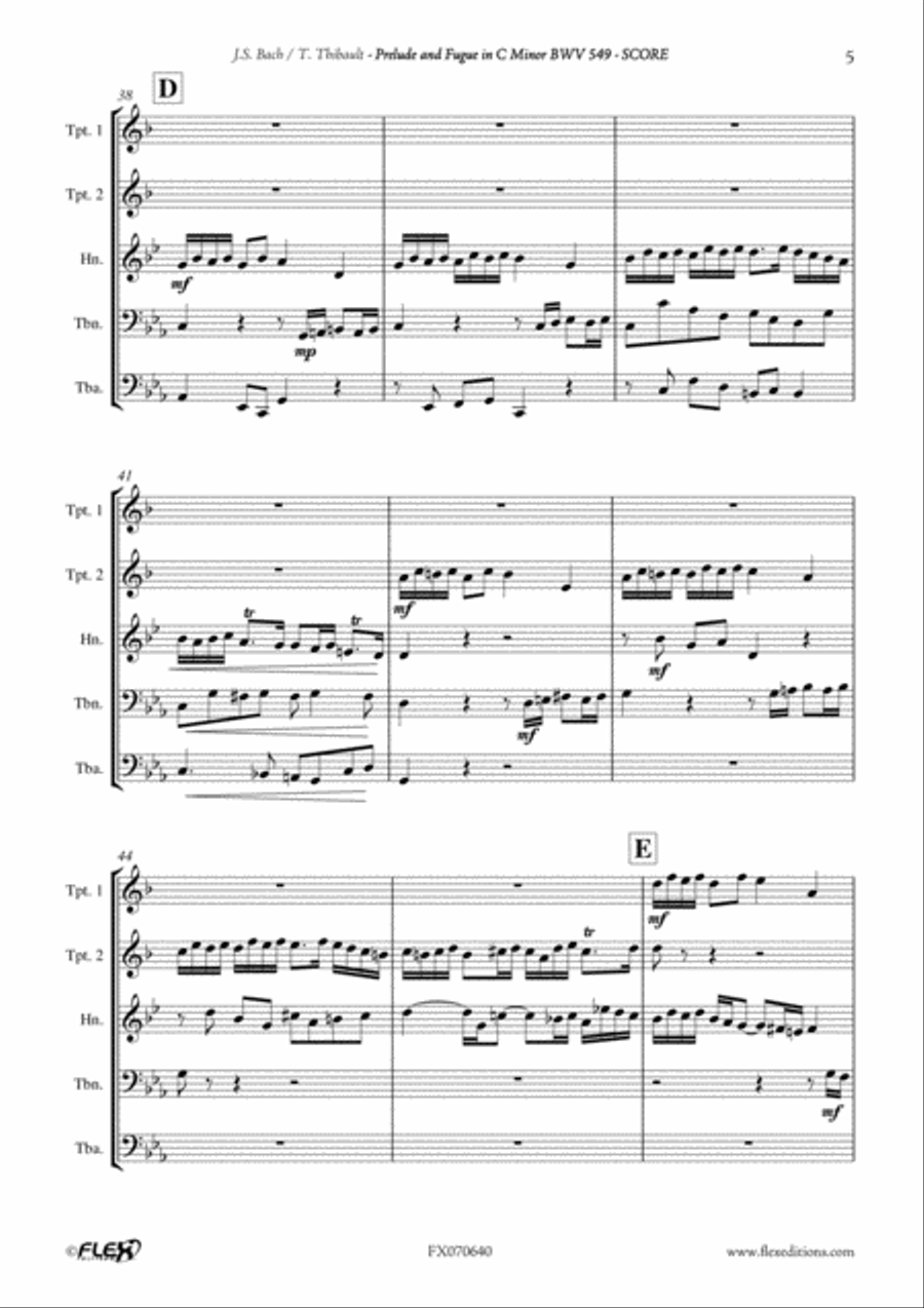 Prelude & Fugue in C Minor - BWV 549 Brass Quintet scores gallery preview page 6