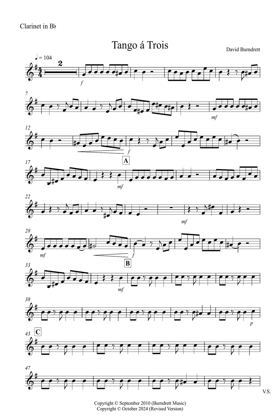 Tango a Trios for Clarinet, Alto Saxophone and Cello Trio Small Ensemble scores gallery preview page 4
