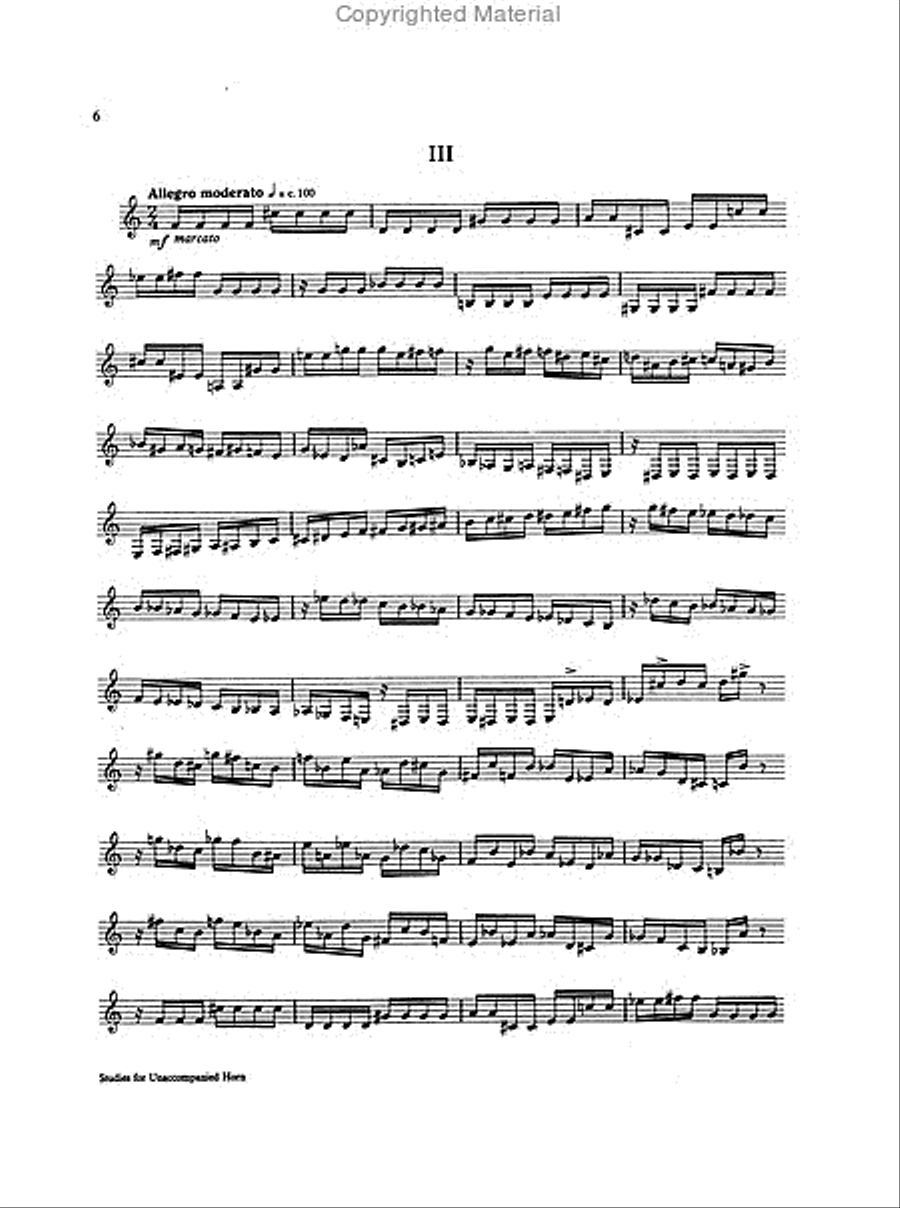 Studies for unaccompanied horn A Cappella scores gallery preview page 3