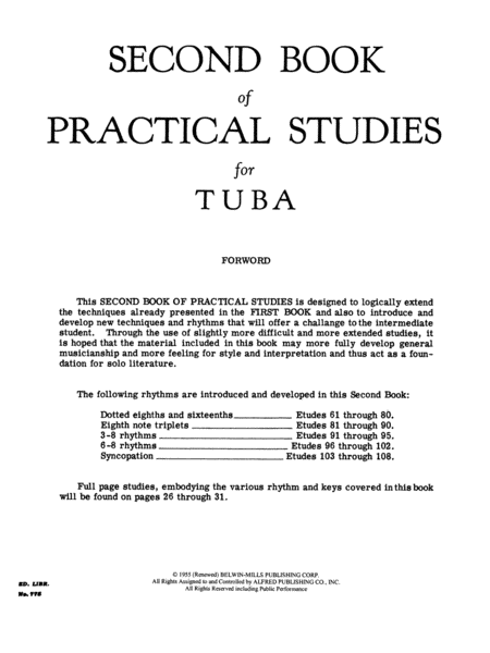 Practical Studies for Tuba, Book 2