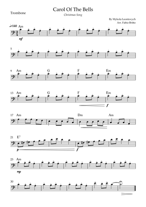 Carol Of The Bells (Christmas Song) for Trombone Solo with Chords
