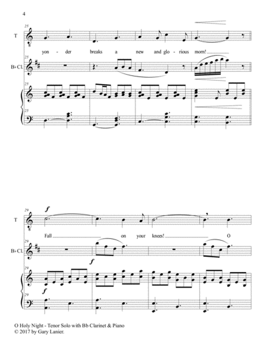 O HOLY NIGHT (Tenor Solo with Bb Clarinet & Piano - Score & Parts included) image number null