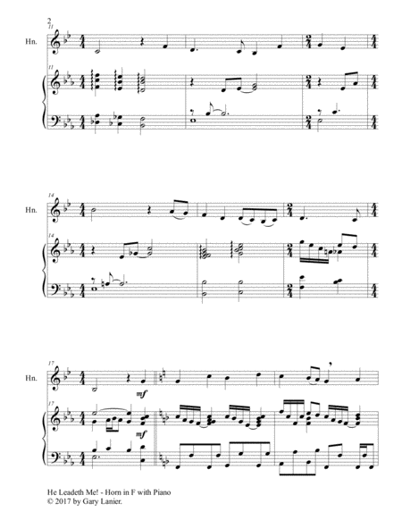 HE LEADETH ME (Duet – Horn in F & Piano with Score/Part) image number null