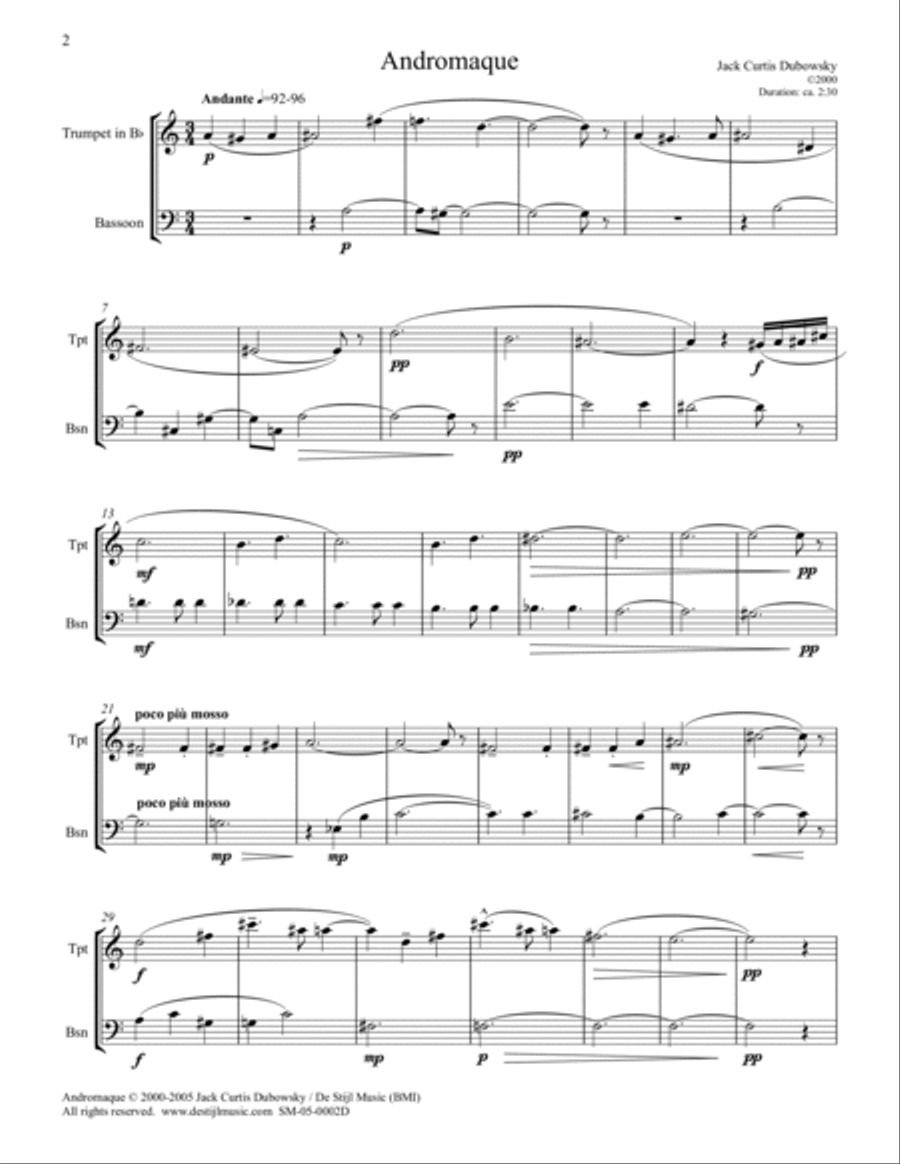 Andromaque : Six Bongatelles (Tpt in Bb/Bassoon)