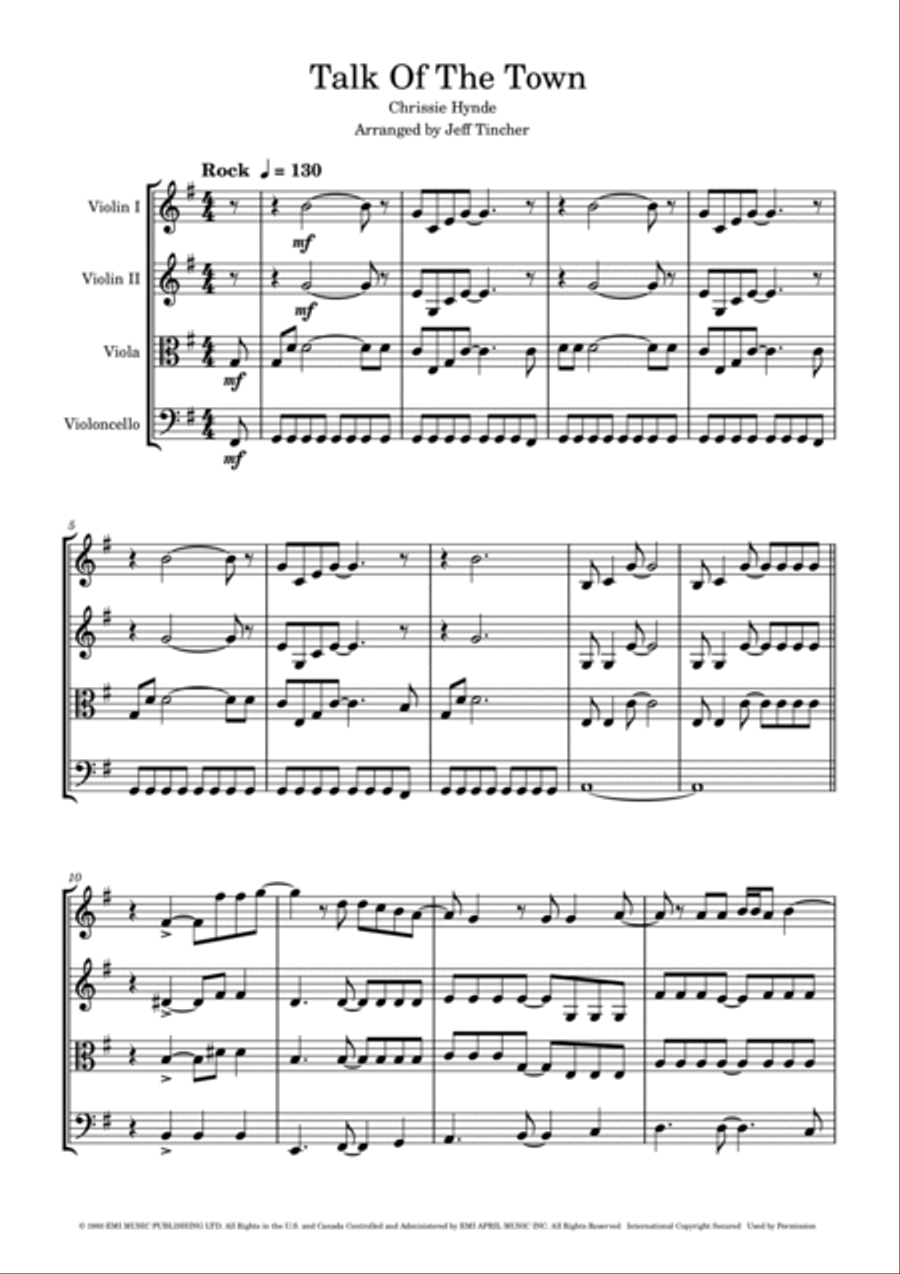 Talk Of The Town String Quartet scores gallery preview page 2