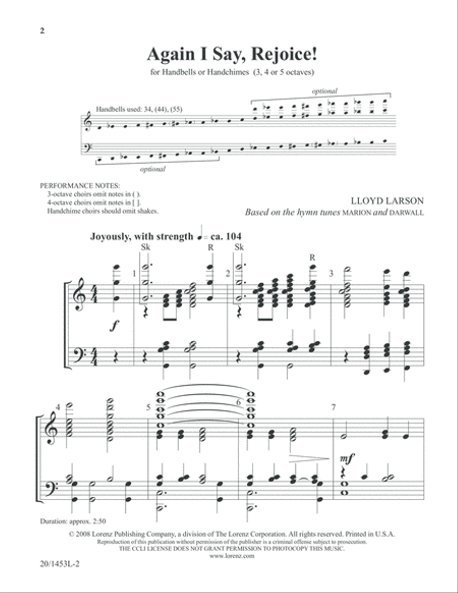 Again I Say, Rejoice! Again I Say, Rejoice! 5-Octaves scores gallery preview page 2