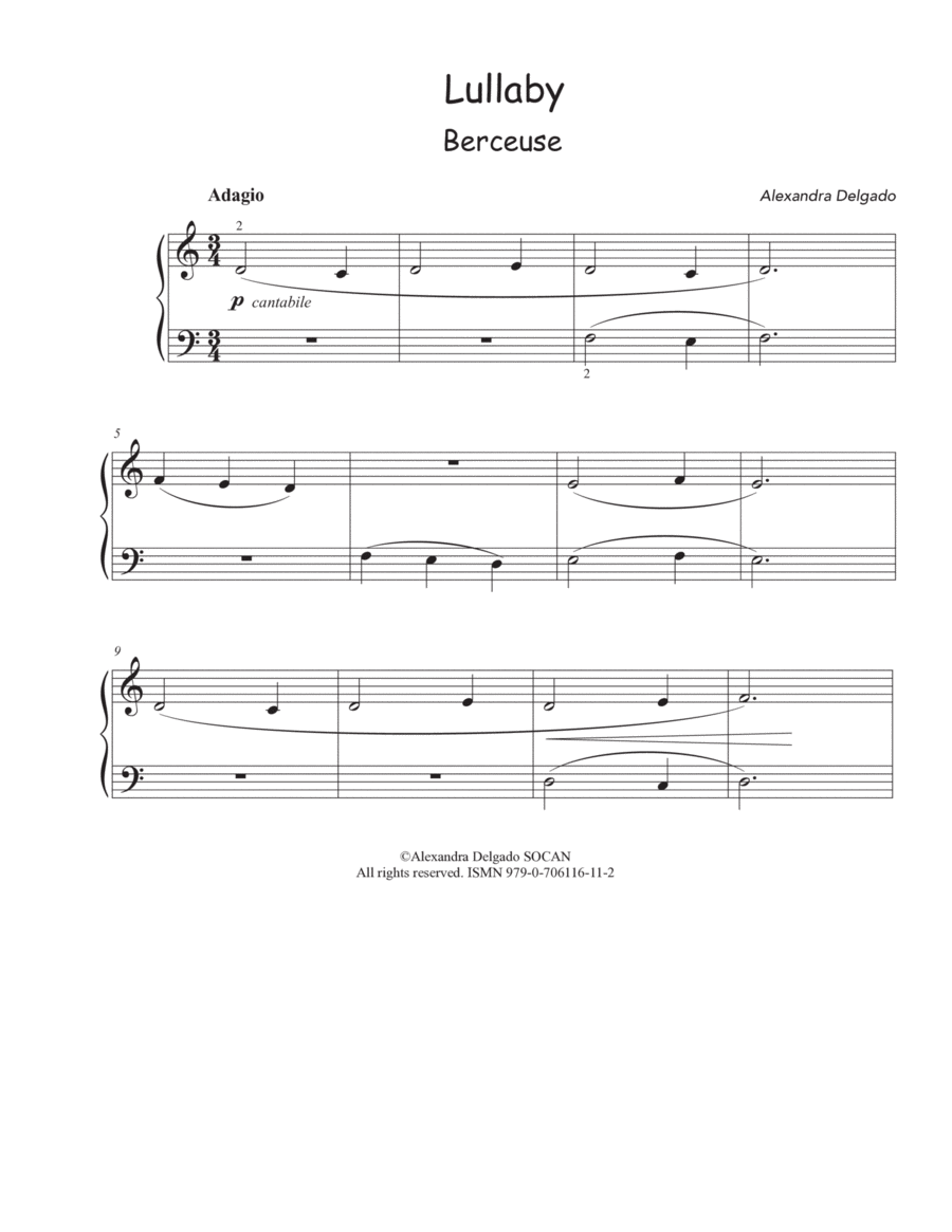 Lullaby/Berceuse Easy Piano scores gallery preview page 1