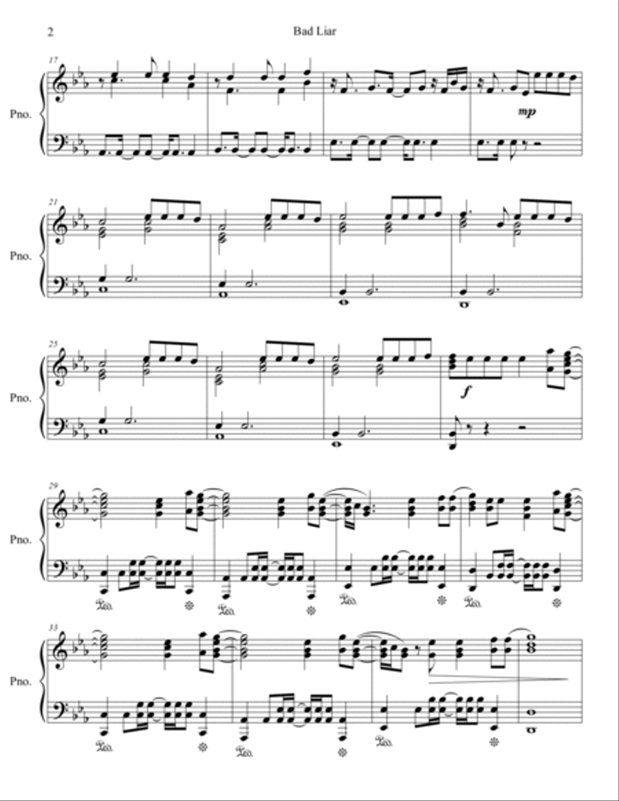 Bad Liar Piano Solo scores gallery preview page 3