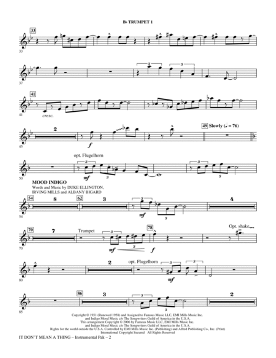 It Don't Mean A Thing: The Best Of Duke Ellington (Medley) - Bb Trumpet 1 Choir scores gallery preview page 2