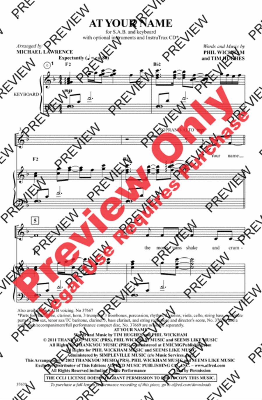 At Your Name (Yahweh, Yahweh) 3-Part scores gallery preview page 2