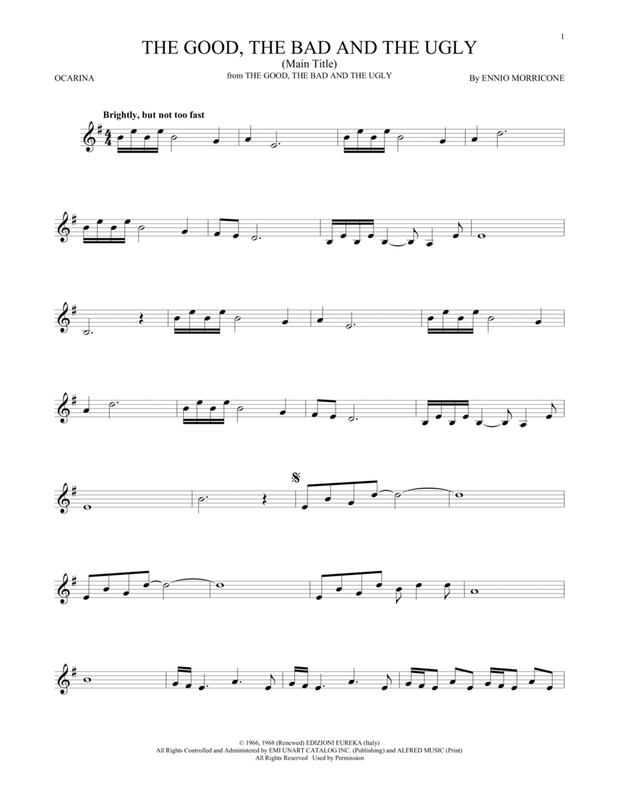 The Good, The Bad And The Ugly (Main Title) ocarina scores gallery preview page 1