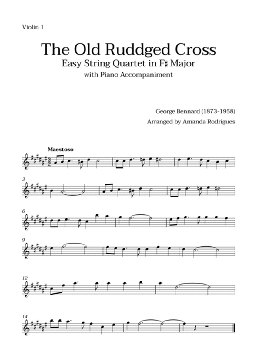 The Old Rugged Cross in F# Major - Easy String Quartet with Piano Accompaniment image number null