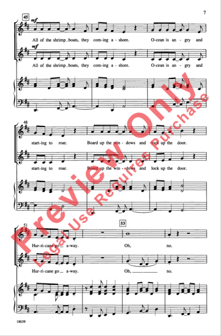 Hurricane Go Away Hurricane Go Away 2-Part scores gallery preview page 7