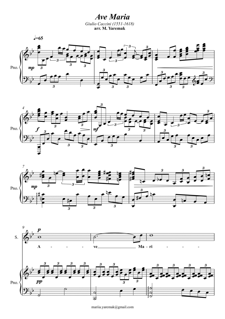 Ave Maria in Rachmaninoff's style Voice scores gallery preview page 1