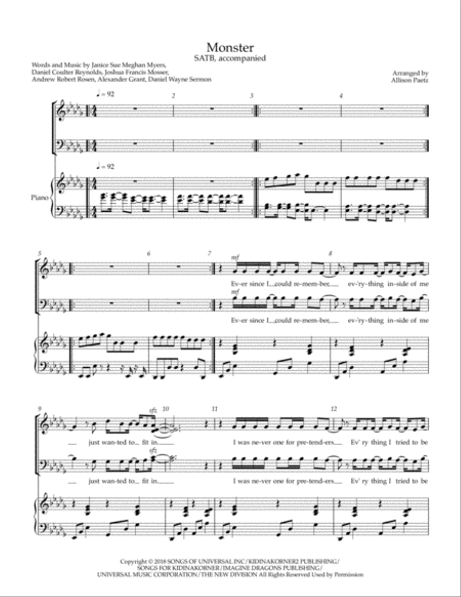Monster 4-Part scores gallery preview page 1
