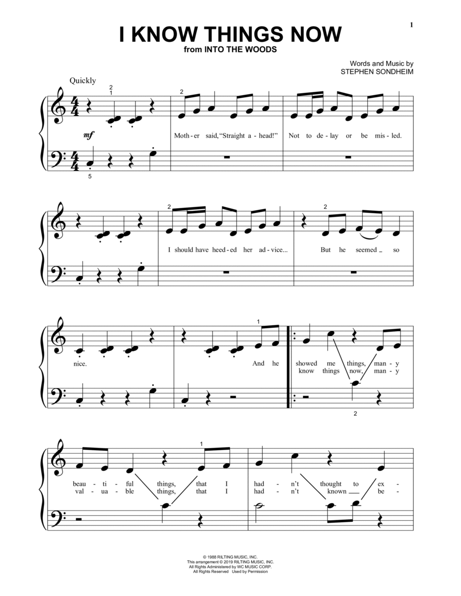I Know Things Now (from Into The Woods) Piano Solo scores gallery preview page 1