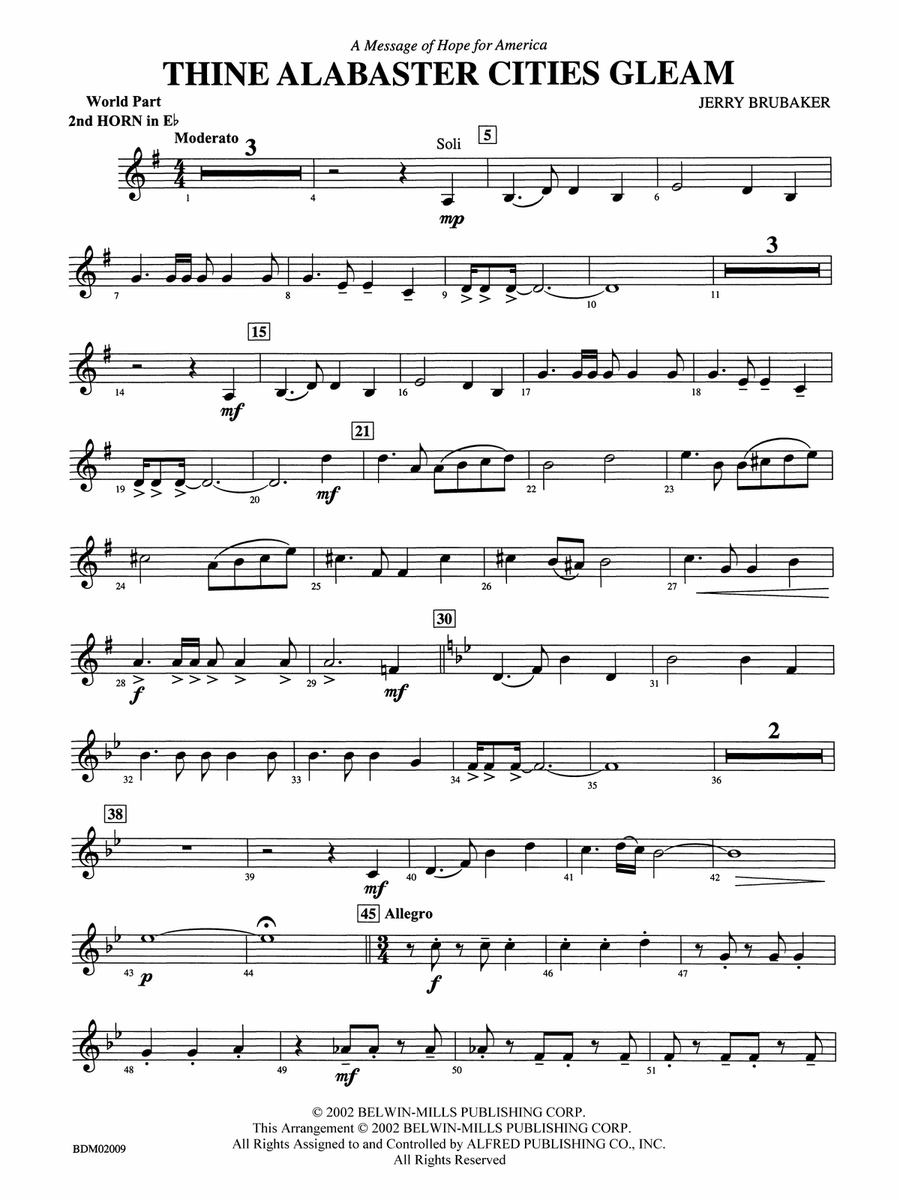 Thine Alabaster Cities Gleam (A Message of Hope for America): (World Part) 2nd Horn in E-flat