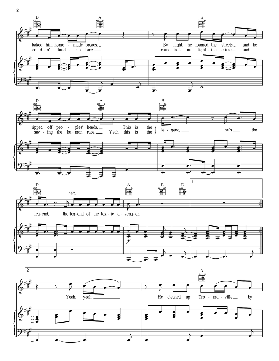 The Legend Of The Toxic Avenger Guitar scores gallery preview page 2