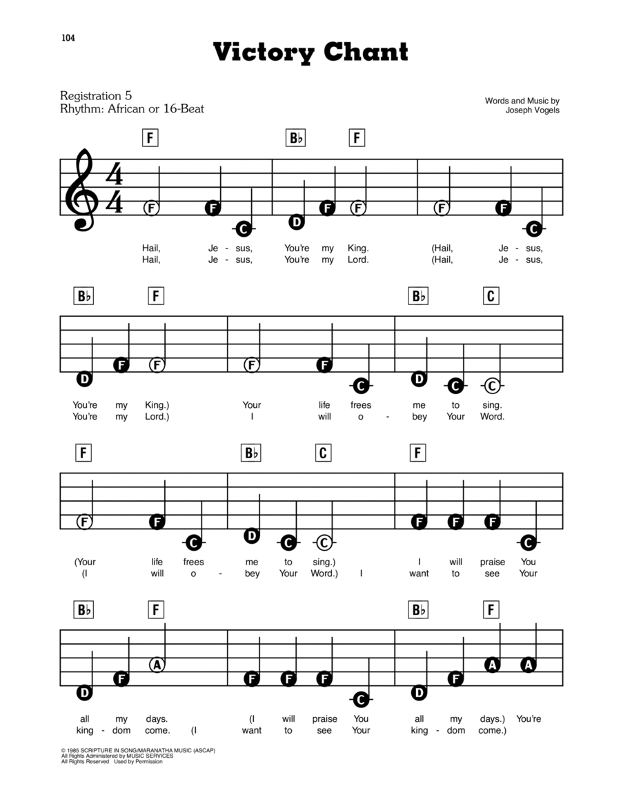 Victory Chant Electronic Keyboard scores gallery preview page 1