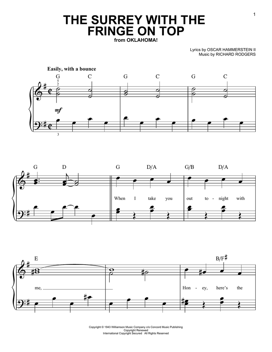 The Surrey With The Fringe On Top (from Oklahoma!) Easy Piano scores gallery preview page 1